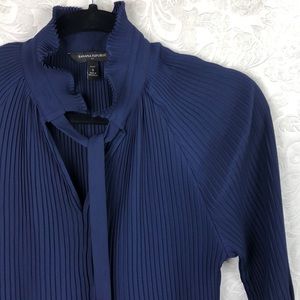 Banana Republic Navy Pleated Blouse